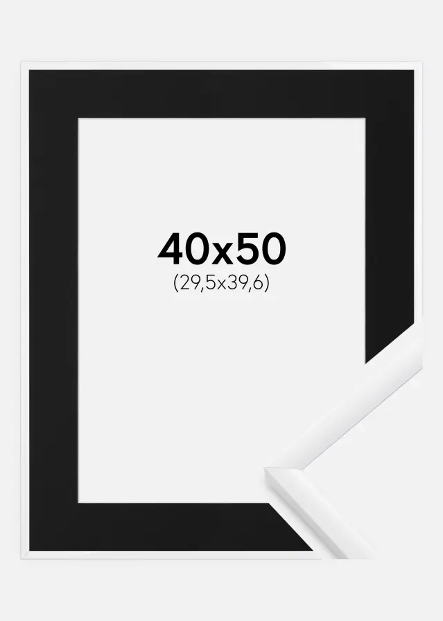 Ram med passepartou Frame New Lifestyle White 40x50 cm - Picture Mount Black 12x16 inches