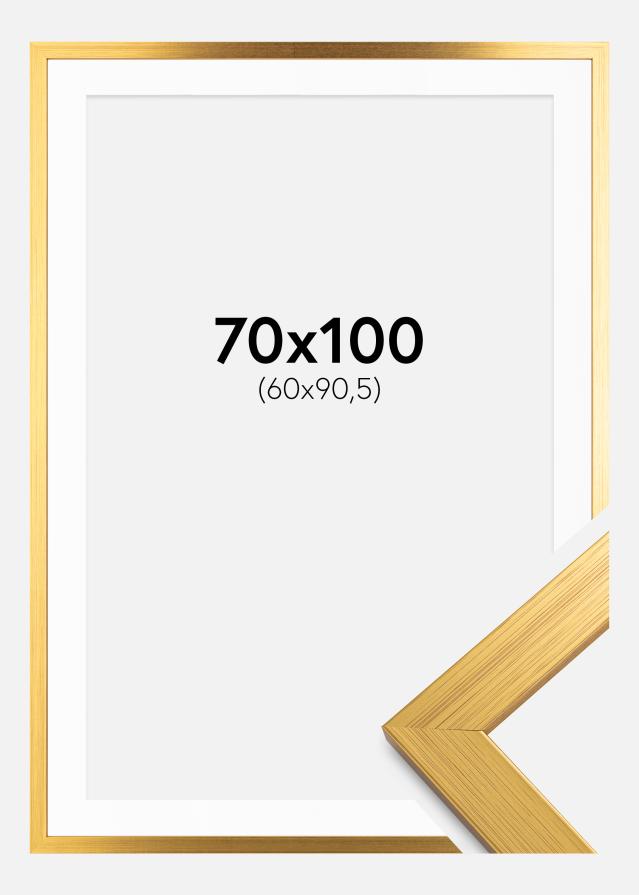 Ram med passepartou Frame Gold Wood 70x100 cm - Picture Mount White 61x91.5 cm