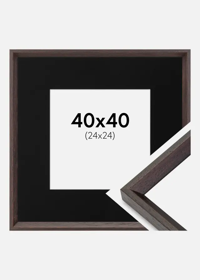 Ram med passepartou Frame Globe Espresso 40x40 cm - Picture Mount Black 25x25 cm