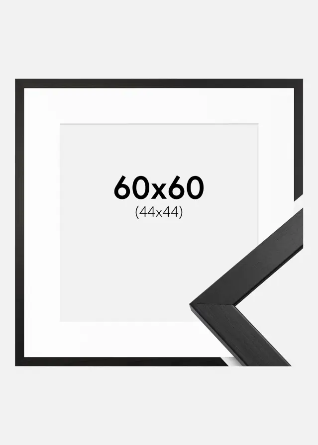 Ram med passepartou Frame Stilren Acrylic Glass Black 60x60 cm - Picture Mount White 45x45 cm