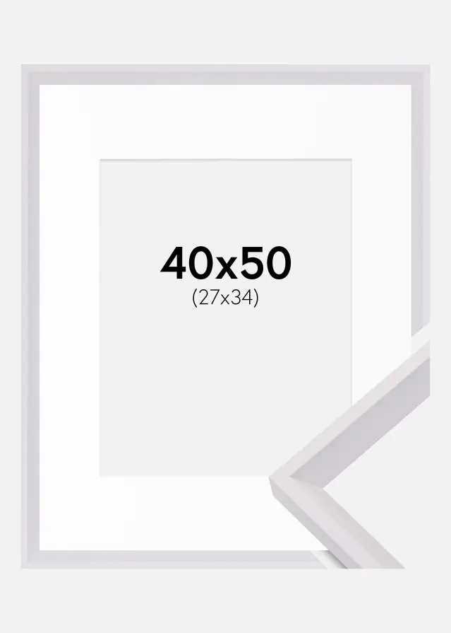 Ram med passepartou Frame Globe White 40x50 cm - Picture Mount White 28x35 cm