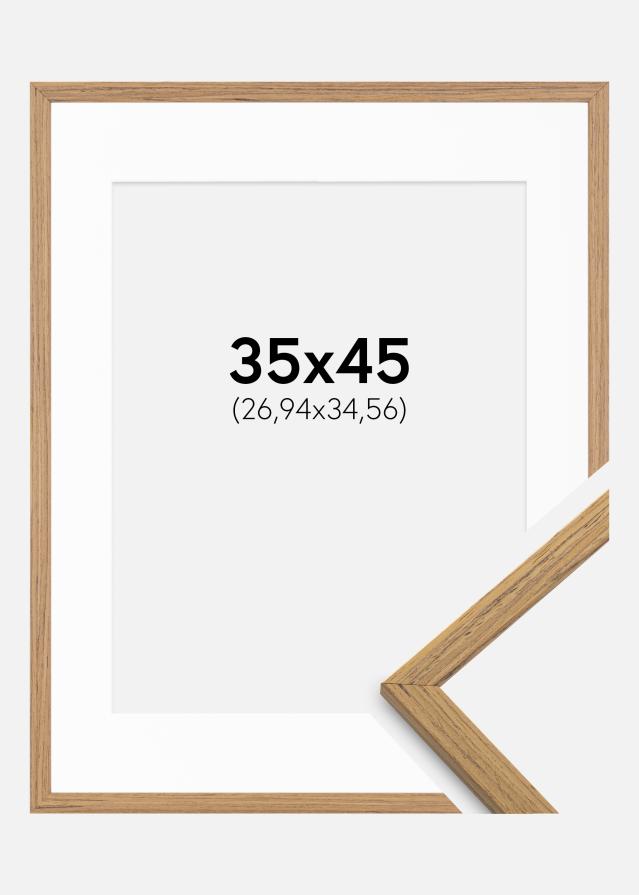Ram med passepartou Frame Edsbyn Teak 35x45 cm - Picture Mount White 11x14 inches