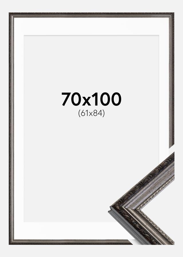 Ram med passepartou Frame Abisko Silver 70x100 cm - Picture Mount White 62x85 cm