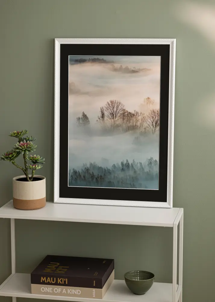Ram med passepartou Frame Abisko White 60x80 cm - Picture Mount Black 50x60 cm