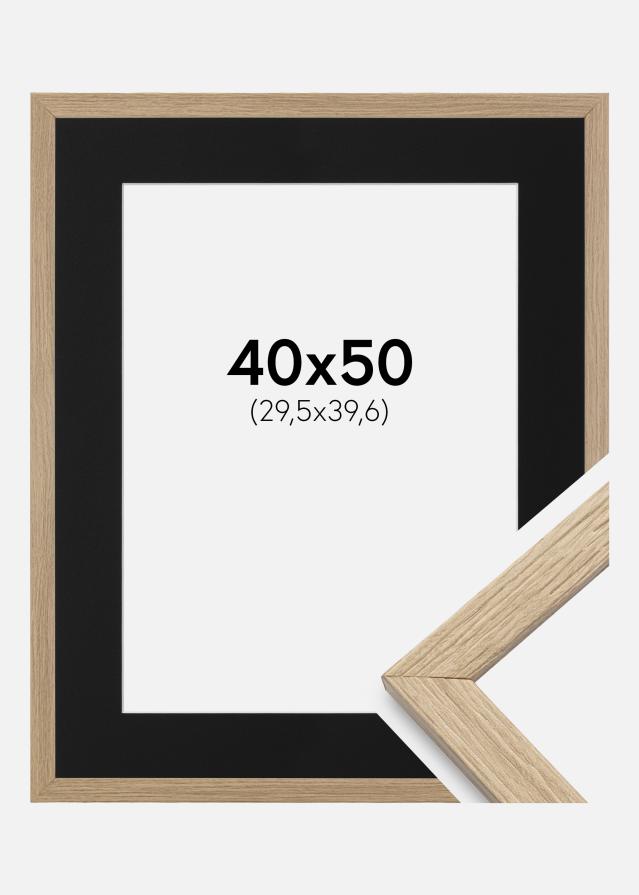 Ram med passepartou Frame Stilren Oak 40x50 cm - Picture Mount Black 12x16 inches