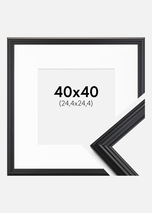 Ram med passepartou Frame Siljan Black 40x40 cm - Picture Mount White 10x10 inches