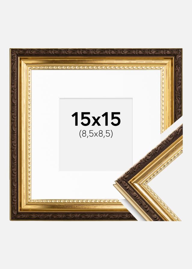 Ram med passepartou Frame Abisko Gold 15x15 cm - Picture Mount White 9x9 cm