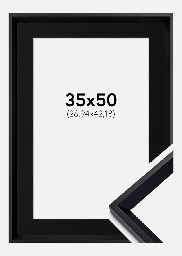 Ram med passepartou Frame Globe Black 35x50 cm - Picture Mount Black 11x17 inches