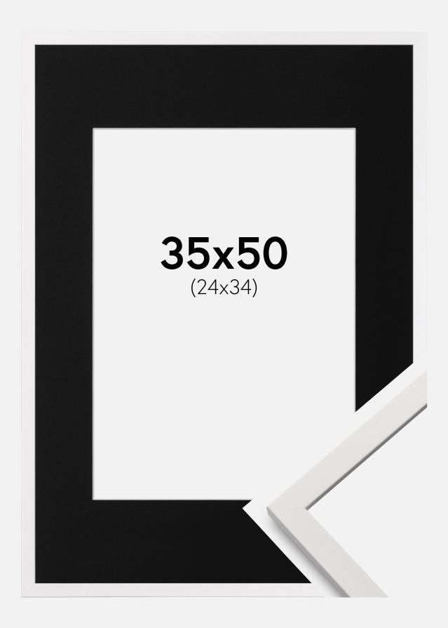 Ram med passepartou Frame Edsbyn White 35x50 cm - Picture Mount Black 25x35 cm