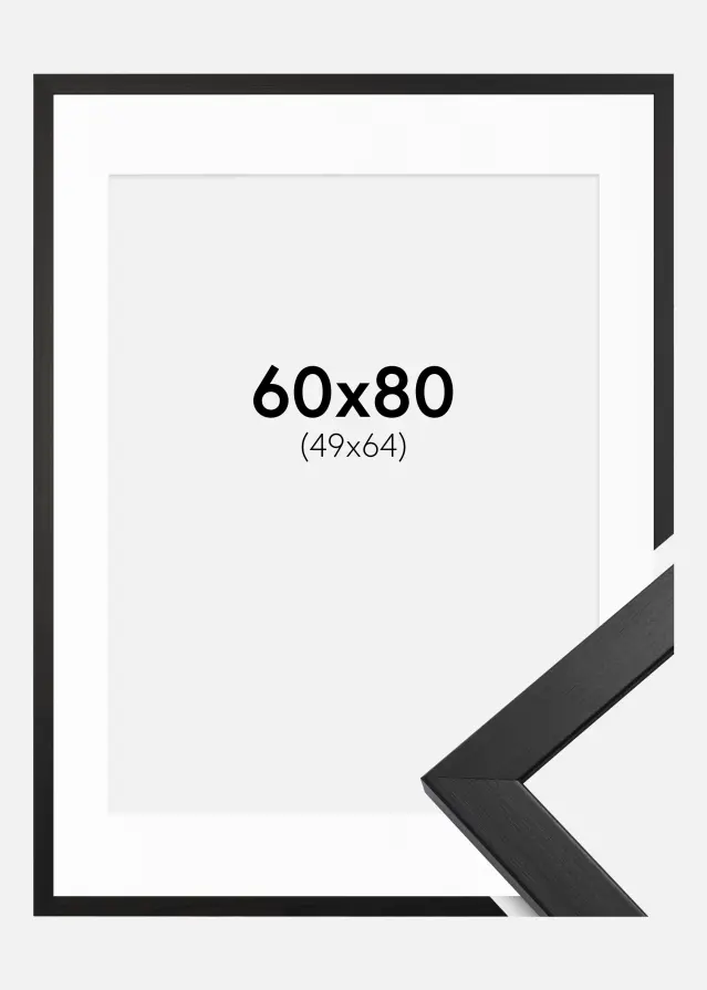 Ram med passepartou Frame Stilren Acrylic Glass Black 60x80 cm - Picture Mount White 50x65 cm