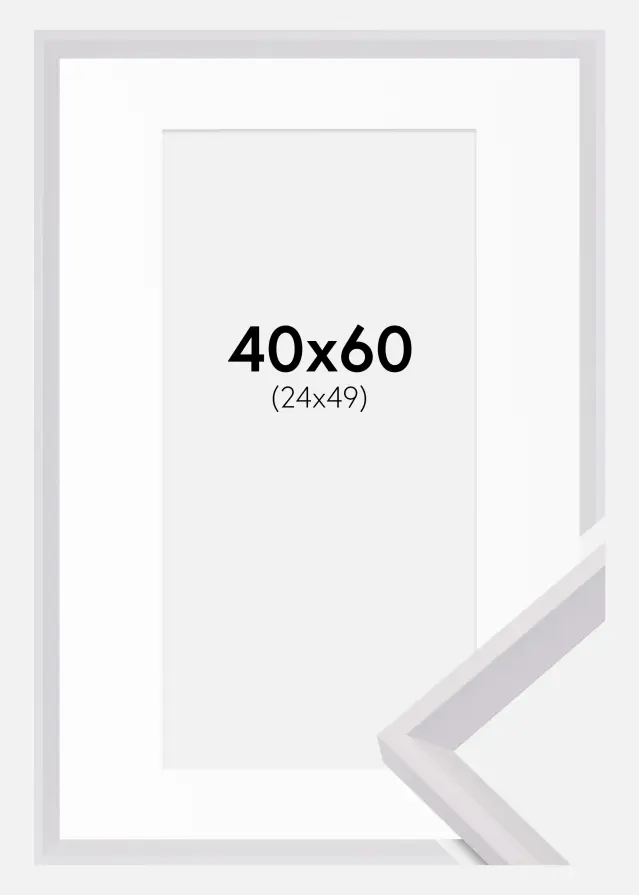 Ram med passepartou Frame Globe White 40x60 cm - Picture Mount White 25x50 cm