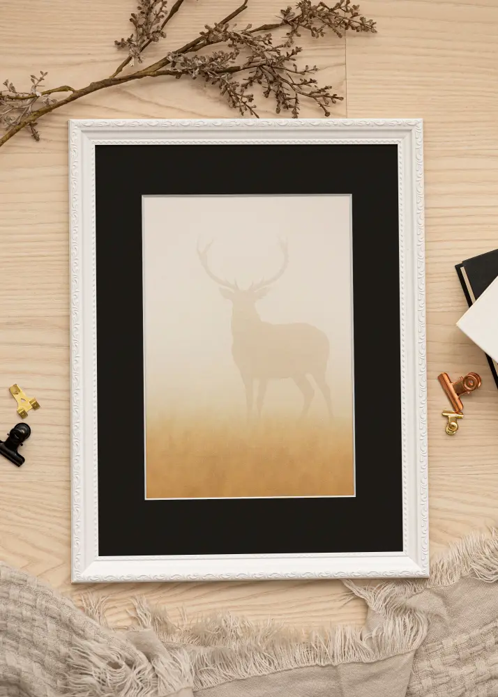Ram med passepartou Frame Abisko White 60x80 cm - Picture Mount Black 50x60 cm