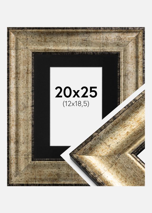 Ram med passepartou Frame Saltsjöbaden Antique Gold 20x25 cm - Picture Mount Black 13x19.5 cm