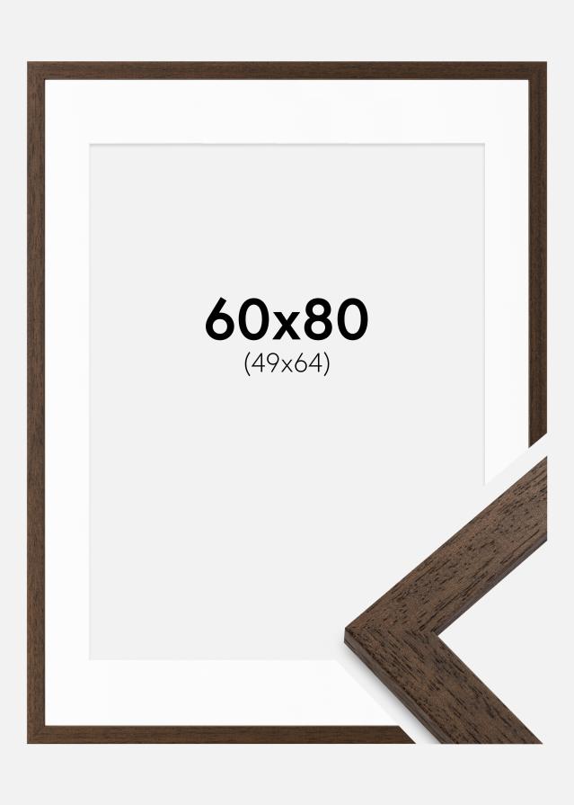Ram med passepartou Frame Brown Wood 60x80 cm - Picture Mount White 50x65 cm