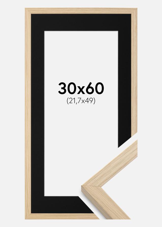 Ram med passepartou Frame Grimsåker Oak 30x60 cm - Picture Mount Black 22.7x50 cm