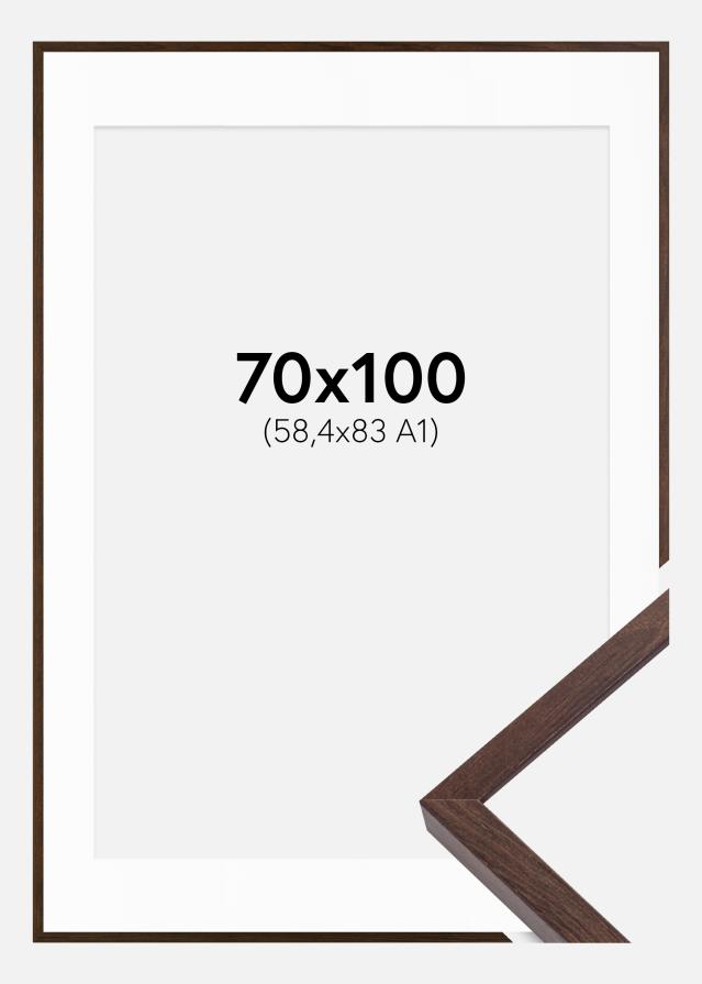 Ram med passepartou Frame E-Line Walnut 70x100 cm - Picture Mount White 59,4x84 cm (A1)