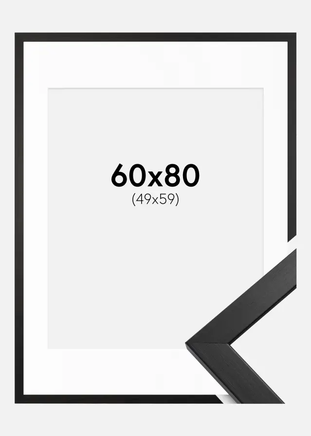 Ram med passepartou Frame Stilren Acrylic Glass Black 60x80 cm - Picture Mount White 50x60 cm