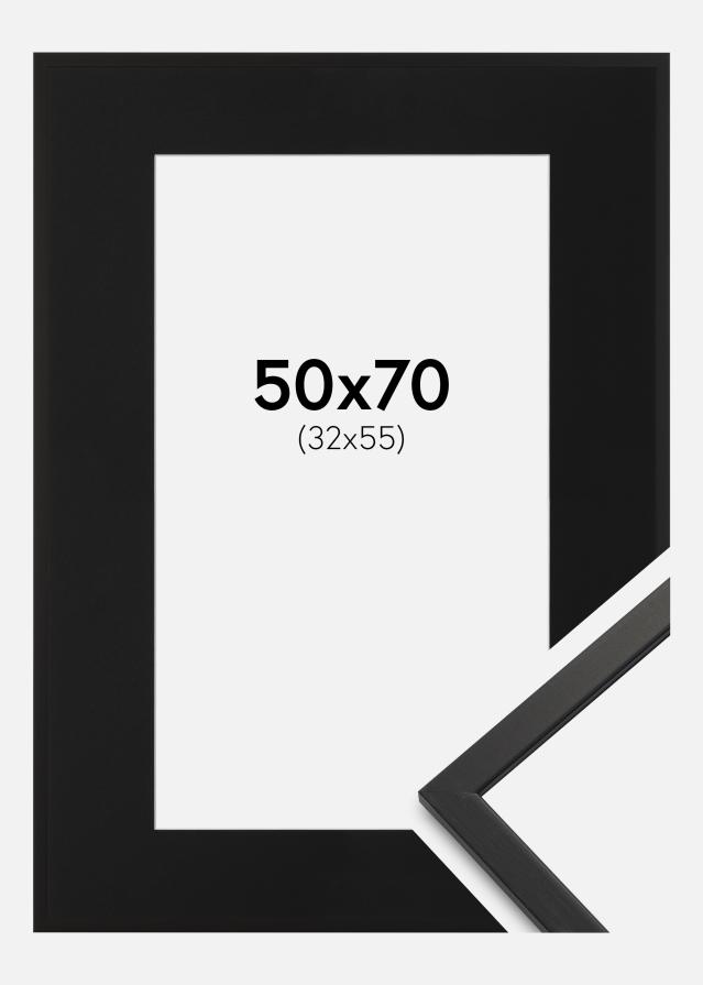 Ram med passepartou Frame Edsbyn Black 50x70 cm - Picture Mount Black 33x56 cm
