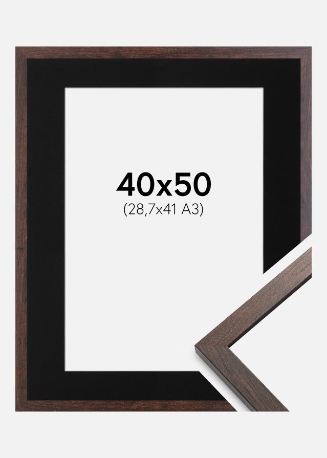 Ram med passepartou Frame Trendy Walnut 40x50 cm - Picture Mount Black 29.7x42 cm (A3)