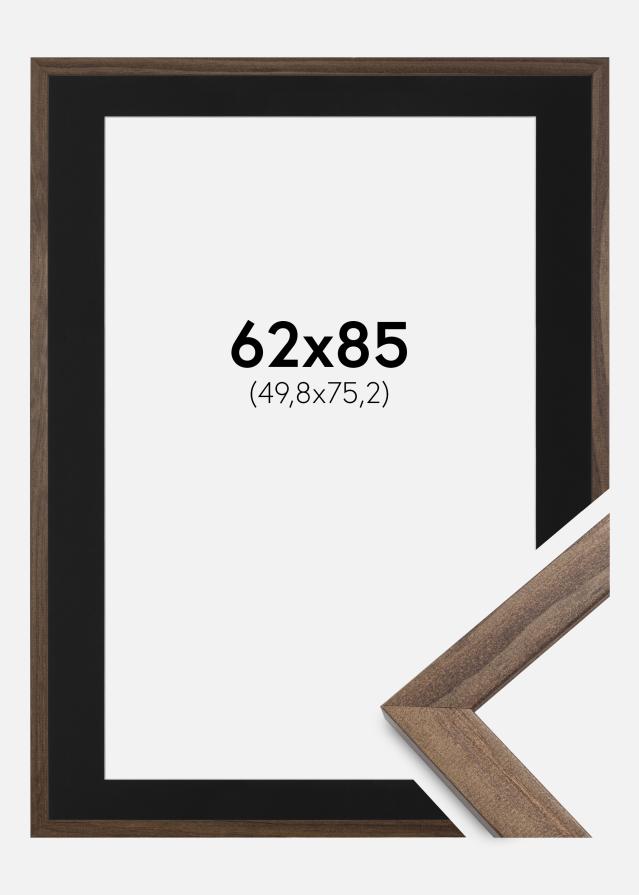 Ram med passepartou Frame Stilren Walnut 62x85 cm - Picture Mount Black 20x30 inches