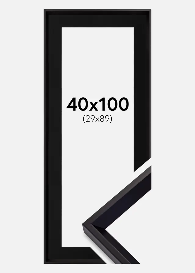Ram med passepartou Frame Globe Black 40x100 cm - Picture Mount Black 30x90 cm