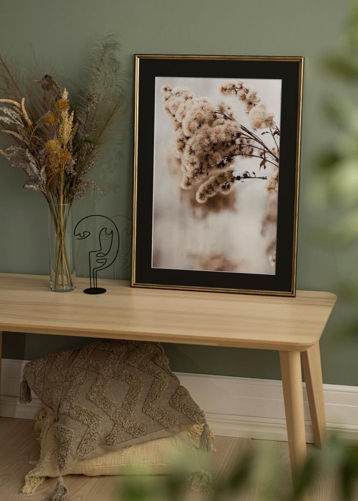 Ram med passepartou Frame Horndal Gold 50x60 cm - Picture Mount Black 14x18 inches