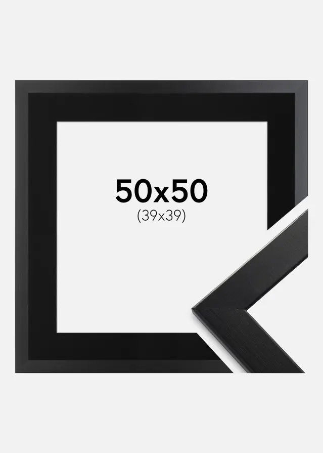 Ram med passepartou Frame Trendline Black 50x50 cm - Picture Mount Black 40x40 cm