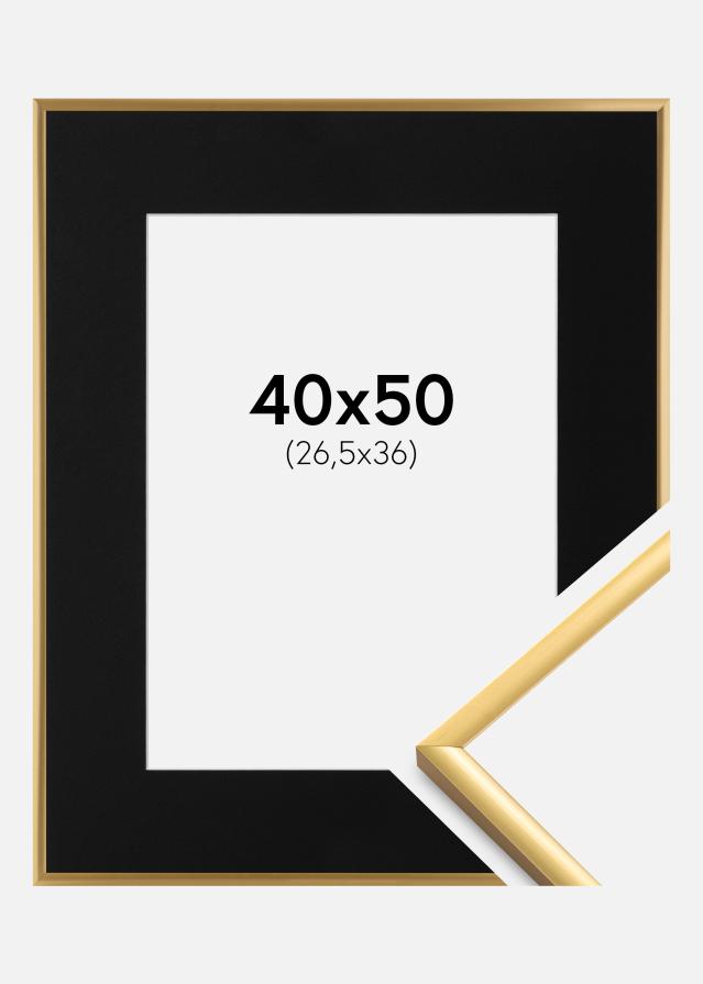 Ram med passepartou Frame New Lifestyle Shiny Gold 40x50 cm - Picture Mount Black 27.5x37 cm