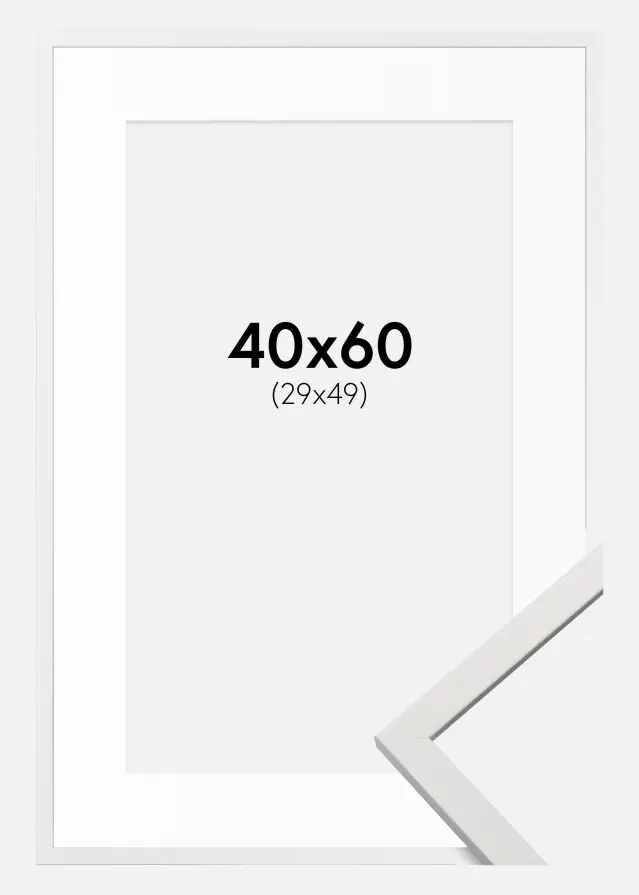 Ram med passepartou Frame Edsbyn White 40x60 cm - Picture Mount White 30x50 cm