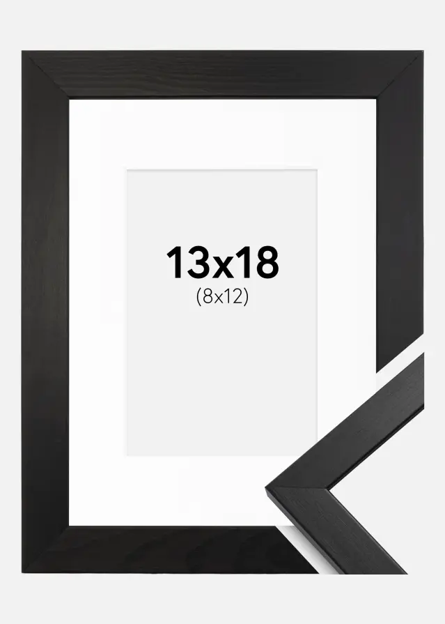 Ram med passepartou Frame Stilren Acrylic Glass Black 13x18 cm - Picture Mount White 9x13 cm