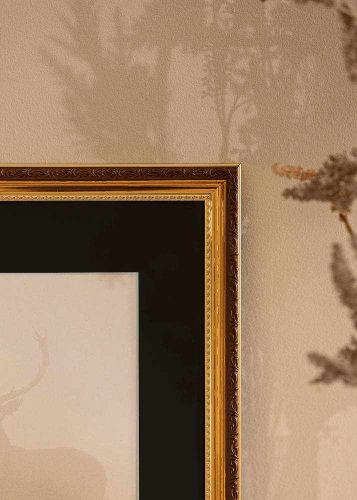 Ram med passepartou Frame Abisko Gold 40x50 cm - Picture Mount Black 27x35 cm