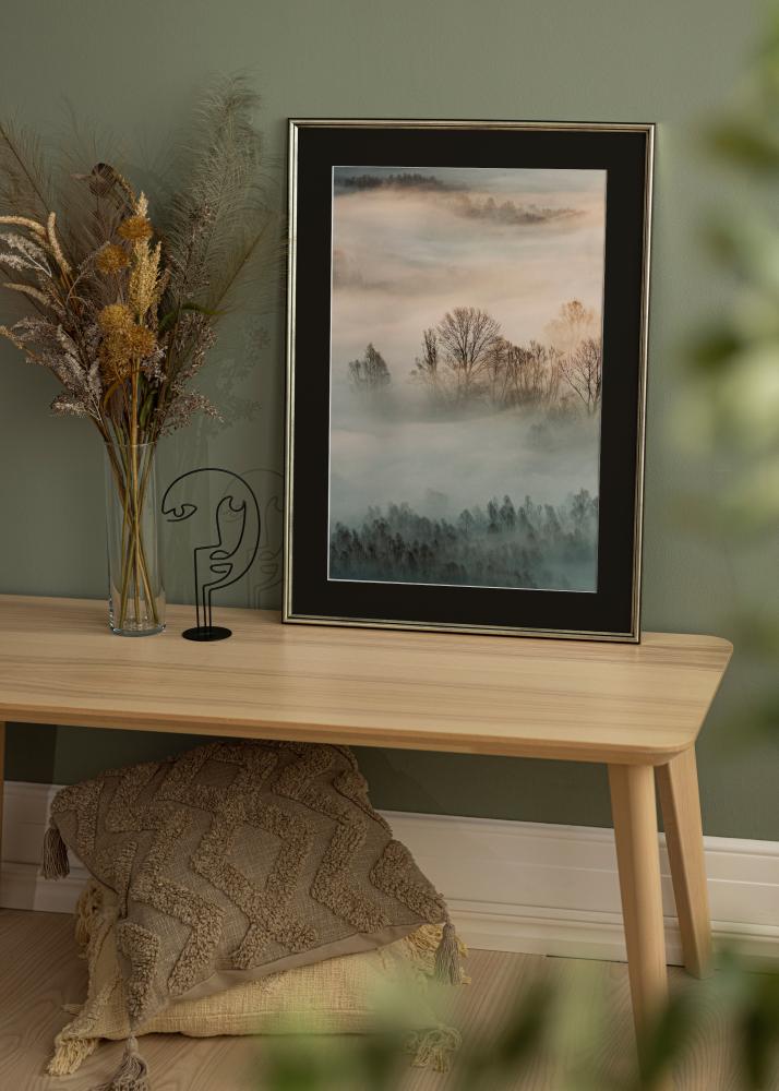 Ram med passepartou Frame Horndal Silver 24x30 cm - Picture Mount Black 18x24 cm