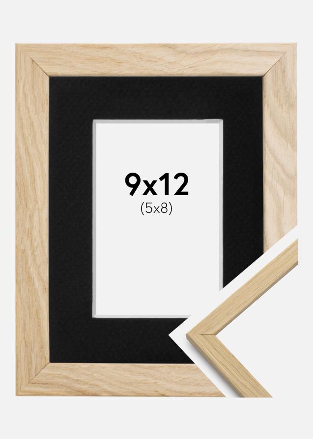Ram med passepartou Frame Edsbyn Oak 9x12 cm - Picture Mount Black 6x9 cm