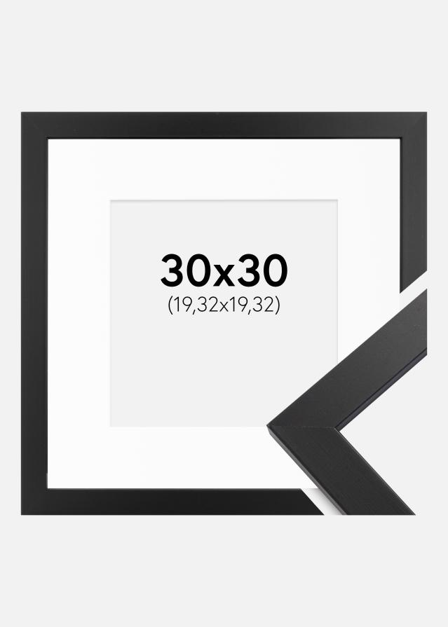 Ram med passepartou Frame Black Wood 30x30 cm - Picture Mount White 8x8 inches