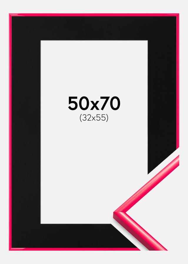 Ram med passepartou Frame New Lifestyle Hot Pink 50x70 cm - Picture Mount Black 33x56 cm