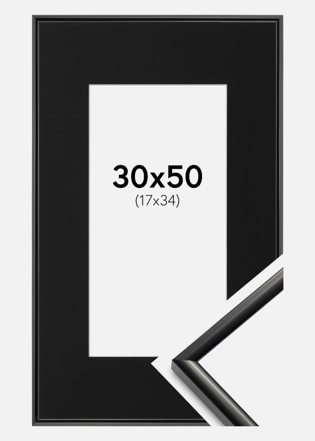 Ram med passepartou Frame New Lifestyle Black 30x50 cm - Picture Mount Black 18x35 cm