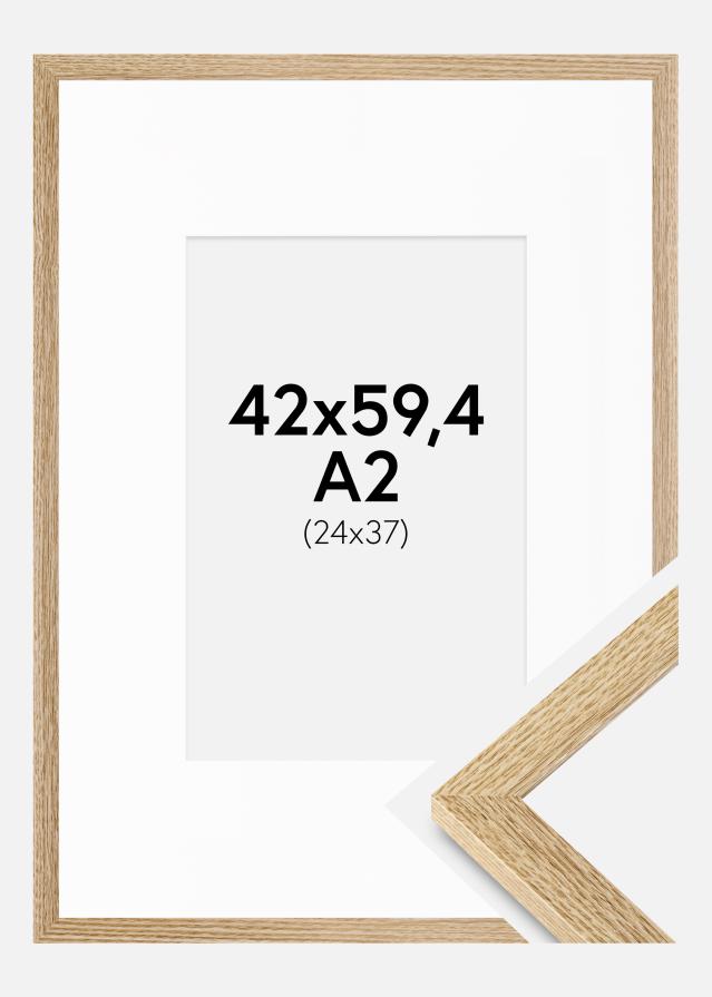 Ram med passepartou Frame Selection Oak 42x59,4 cm (A2) - Picture Mount White 25x38 cm