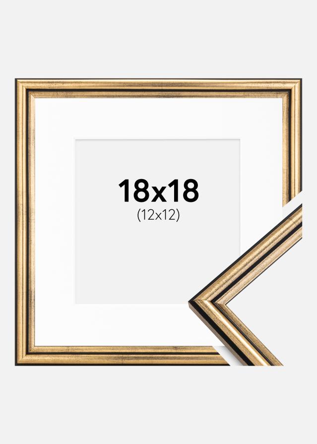 Ram med passepartou Frame Horndal Gold 18x18 cm - Picture Mount White 13x13 cm