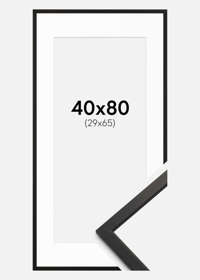 Ram med passepartou Frame Edsbyn Black 40x80 cm - Picture Mount White 30x66 cm