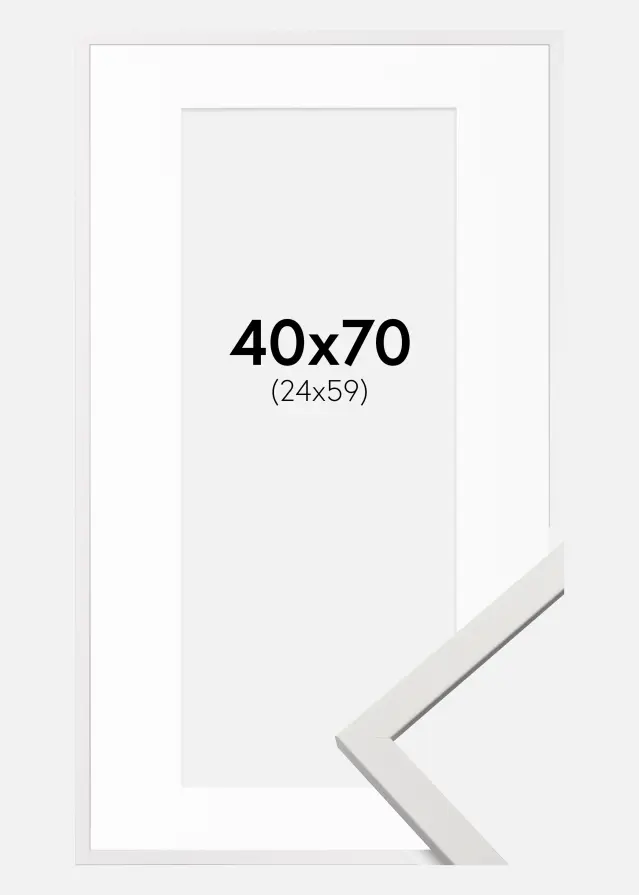 Ram med passepartou Frame Edsbyn White 40x70 cm - Picture Mount White 25x60 cm