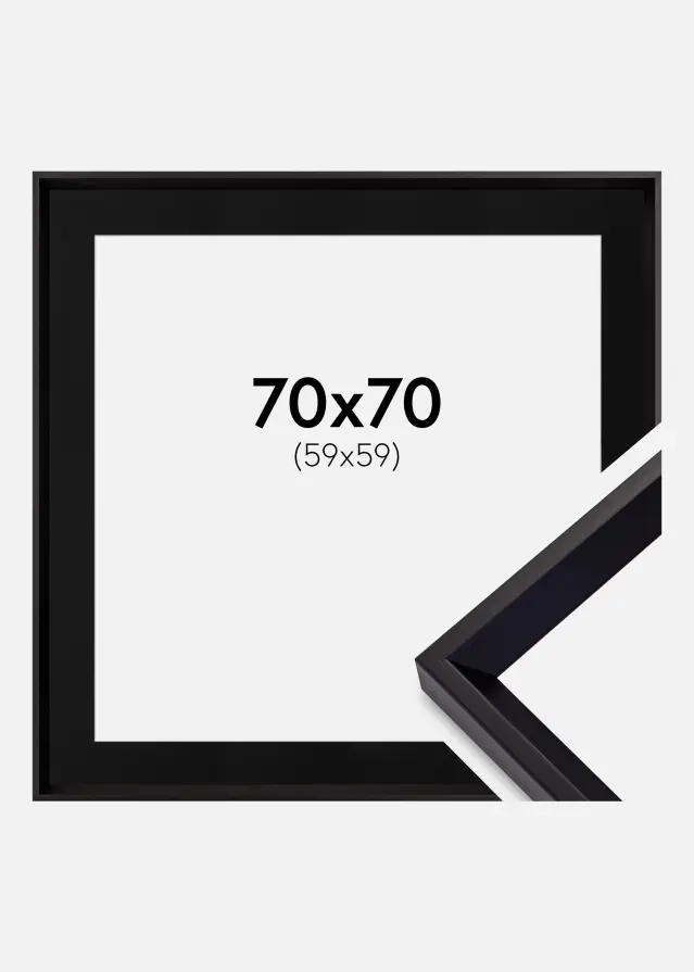 Ram med passepartou Frame Globe Black 70x70 cm - Picture Mount Black 60x60 cm
