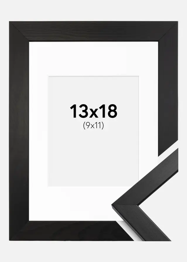 Ram med passepartou Frame Stilren Acrylic Glass Black 13x18 cm - Picture Mount White 10x12 cm