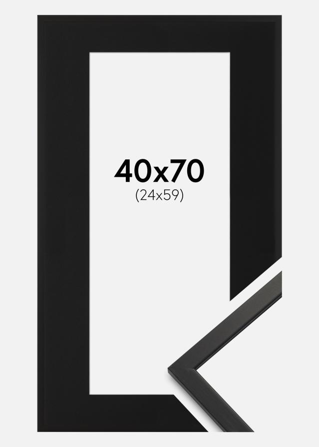 Ram med passepartou Frame Edsbyn Black 40x70 cm - Picture Mount Black 25x60 cm
