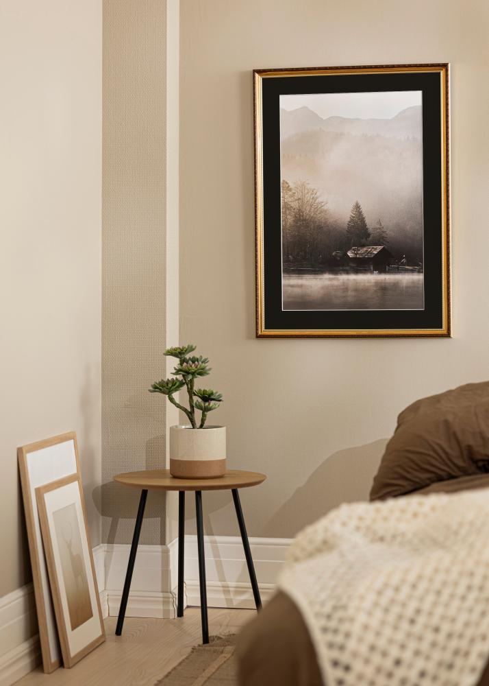 Ram med passepartou Frame Abisko Gold 40x50 cm - Picture Mount Black 27x35 cm