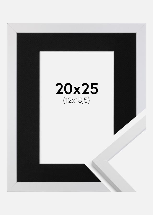 Ram med passepartou Frame Trendy White 20x25 cm - Picture Mount Black 13x19.5 cm