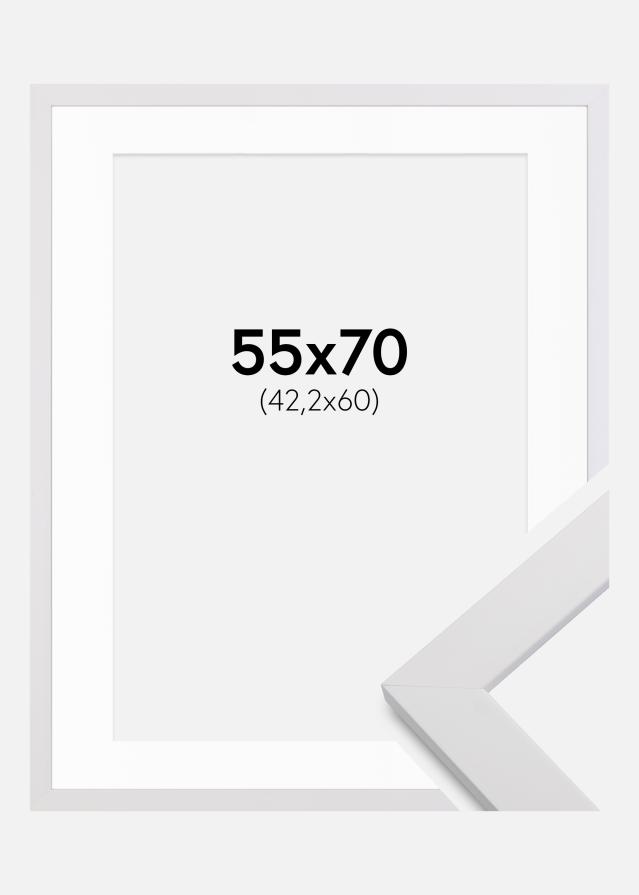 Ram med passepartou Frame White Wood 55x70 cm - Picture Mount White 43.2x61 cm (A2+)