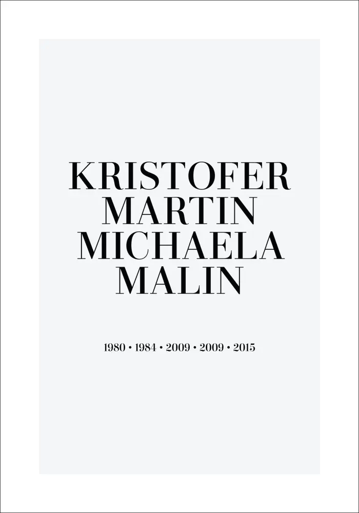 Personlig poster Family picture - 4 Names & Birth years - Grey