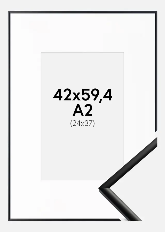 Ram med passepartou Frame New Lifestyle Matt Black 42x59.4 cm (A2) - Picture Mount White 25x38 cm