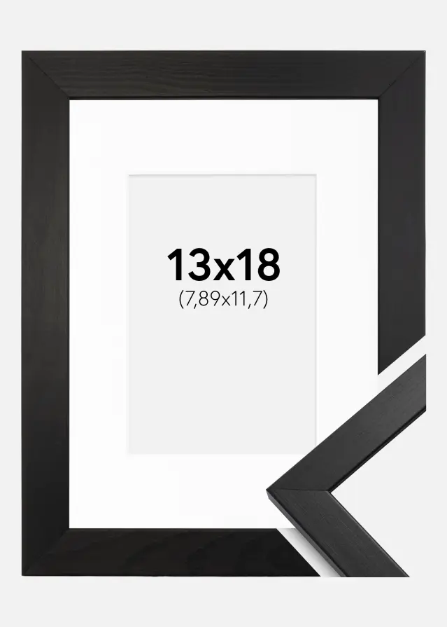 Ram med passepartou Frame Stilren Acrylic Glass Black 13x18 cm - Picture Mount White 3.5x5 inches