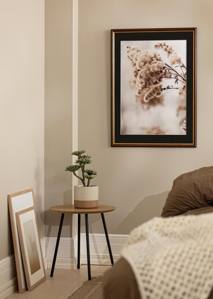 Ram med passepartou Frame Siljan Brown 60x60 cm - Picture Mount Black 50x50 cm